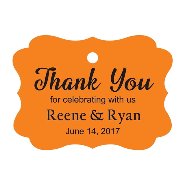 100 PCS Custom Wedding Favor Hang Tags Thank you for celebrating Personalized Paper Tags