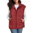 thumbnail image 3 of jtjvou Vest Jackets For Women Sleeveless Warm Solid Color Vests Double Side Pockets Coats Fall And Winter Casual Outerwears Red XXL, 3 of 7