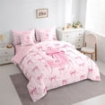 thumbnail image 2 of Erosebridal Kawaii Pink Ribbon Bowknot Girl Twin Bedding Sets 7-Piece,Teens Kids Love Heart Letter Monogrammed J Bedding Comforter Set,Pink Reversible, 2 of 6