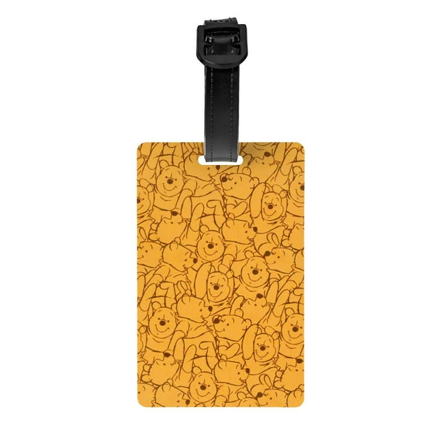 Custom Winnie The Pooh Luggage Tags for Suitcases Cute Cartoon Bear Baggage Tags Privacy Cover ID Label