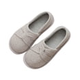 thumbnail image 5 of Women Autumn Winter Closed Toe Closed Back House Slippers Striped Soft Fabric Non Slip Flat Cushioned Indoor Footwear for Bedroom Housework Daily Homewear Gray 7-7.5(L), 5 of 6
