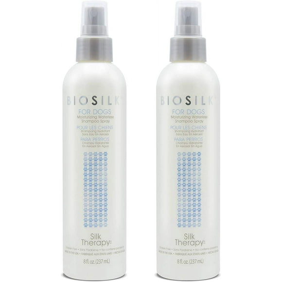 Biosilk For Dogs Silk Therapy Deep Moisture Waterless Shampoo Spray, 2 Pack Waterless Dog Shampoo Spray For All Dogs And Puppies 8 Fl Ounces, Pack Of 2