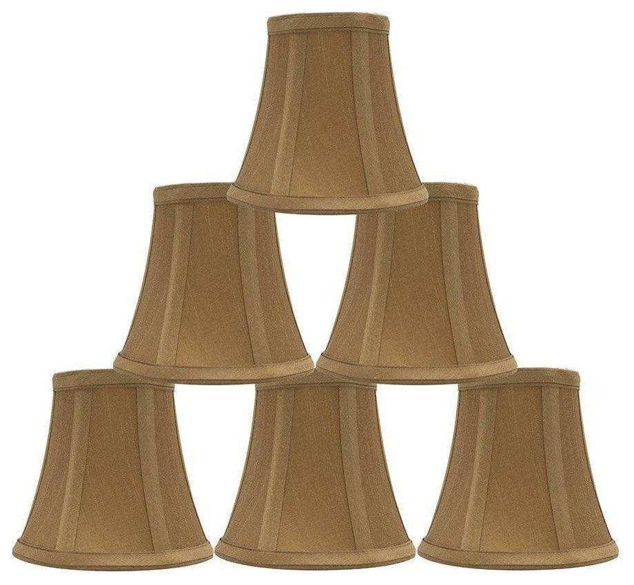 Urbanest Gold Silk Bell Chandelier Lamp Shade, 3x5x4.5", Set of 6