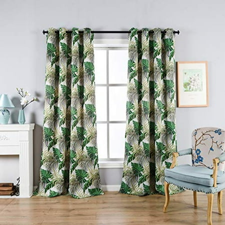 Sgofais Printed Blackout Curtains Greenery Fl Patterns Grommet Thermal Insulated Vintage Living Room 2 Panels 52 X 63 Inch Green Canada Sgofais Printed Blackout Curtains, Printed Blackout Curtains