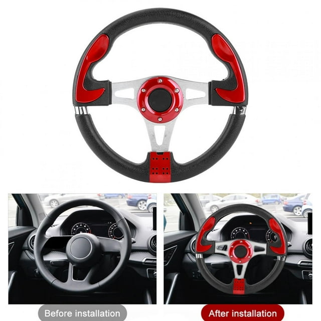 Volant de Sport Modifié 320mm/12.5 Po avec Bouton de Klaxon Pièces Auto Modifiées Universelles