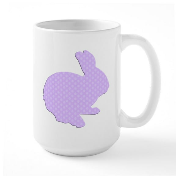 CafePress - Purple Polka Dot Silhouette Easter Bunny Mugs - 15 oz Ceramic Large White Novelty Mug