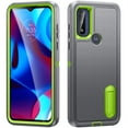 thumbnail image 6 of SaniMore for Motorola Moto G Play (2023) 6.5" Hybird Case, Rugged PC Back Shockproof TPU Shell Metal Hidden Kickstand Drop Resistant Anti-slip Heavy Duty Protective Cover, Gray+Green, 6 of 9
