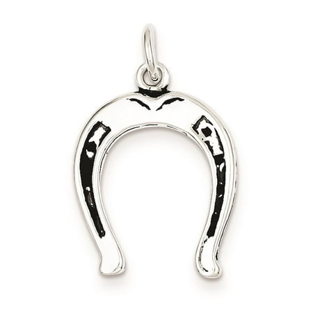 925 Sterling Silver Antiqued Horse Shoe Polished Charm Pendant 23mm x 18mm