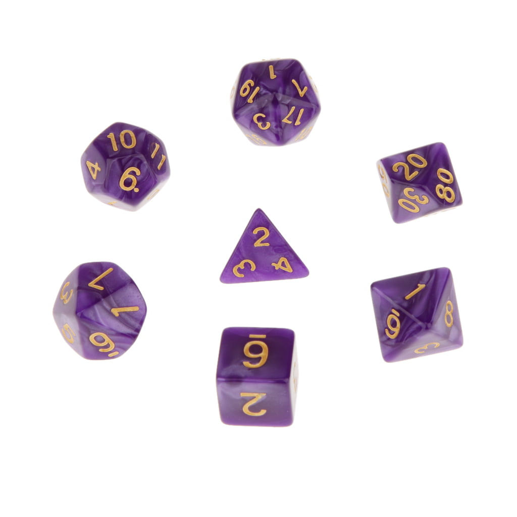 7pcs TRPG Games Dungeons & Dragons D4-D20 Multi-sided Dices Lava Purple S9A8 