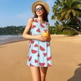 thumbnail image 3 of Uemuo Watermelon Pattern Women’s Sleeveless Dress – Casual Summer A-Line Dress, Stylish and Comfortable Sundress for Hot Weather, 3 of 7