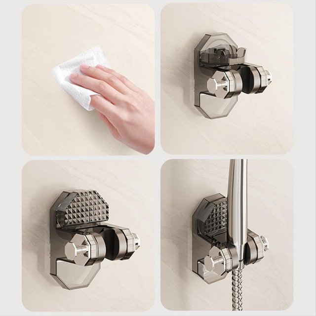Soporte de Cabezal de Ducha Ajustable Cabezal de Ducha Ajustable Soporte de Succión Montado en la Pared No Requiere Taladro Ventosa de Pared B