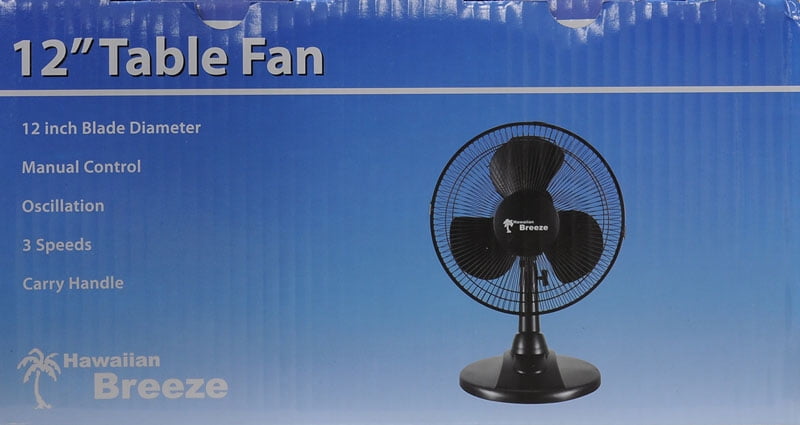 Hawaiian Breeze 12 Tabl Fan Black Walmart Com