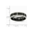 thumbnail image 6 of Grey Titanium Ring Band Wedding Grooved Edward Mirell Black TI -Traction Finish with Polished Edge6.5mm, 6 of 6