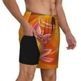 thumbnail image 3 of Gaeub Orange Flower Psychedelic Mens Swim Trunks Stretch Beach Shorts Quick Dry for Men Swim Shorts Swimwear with Pockets- XX-Large, 3 of 9