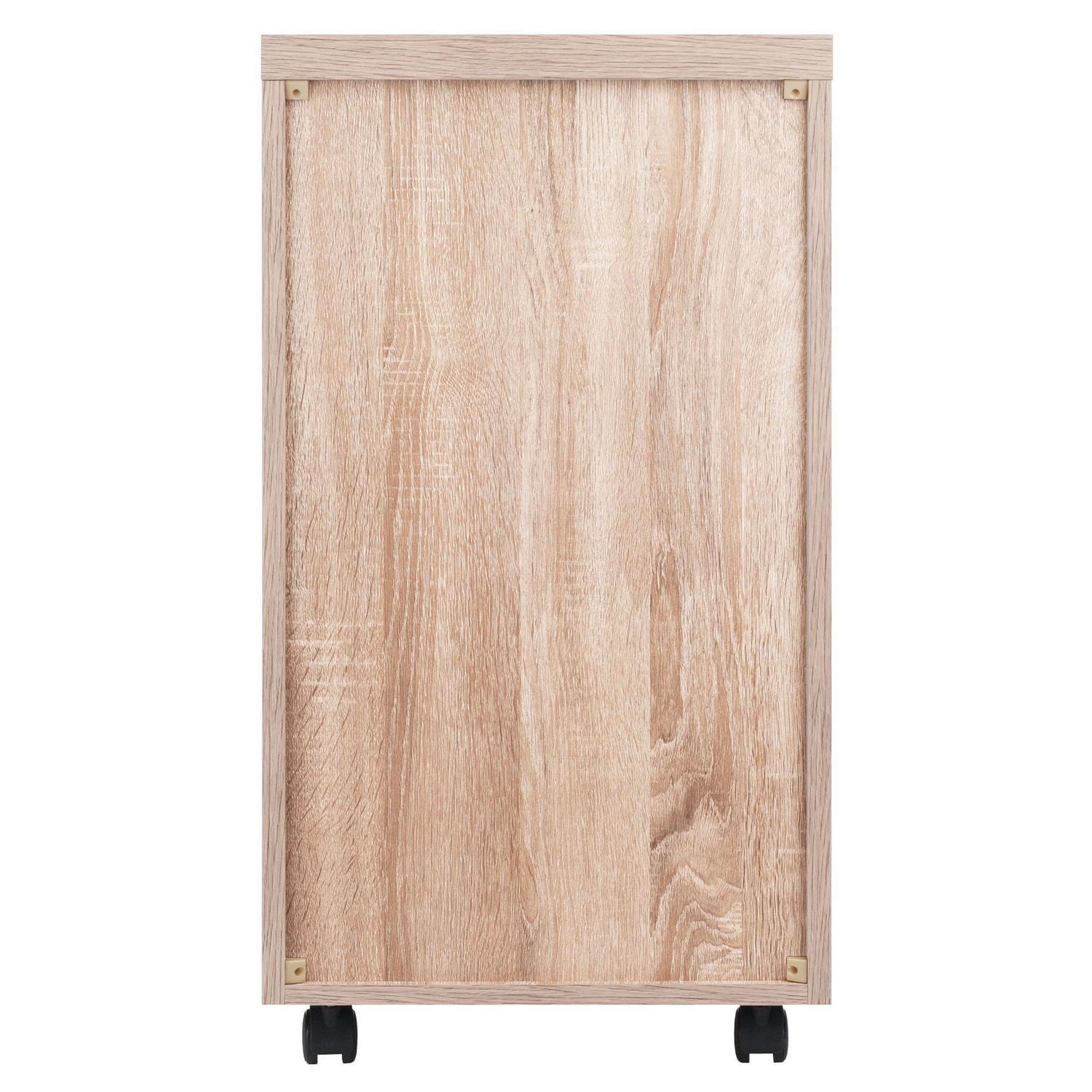 Winsome Kenner Mobile Storage Cabinet, 3 Drawers, 2 Shelves, Reclaimed Wood/White Finish