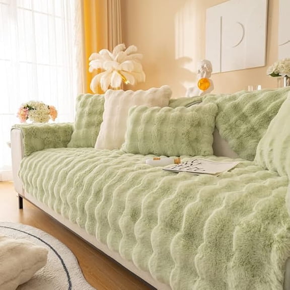 Eryueer Plush Sofa Throw Pillow Cover - 1PC Solid Soft Throw Pillow Case Pillow Cover for Couch Sofa Home Decoration (Matcha Green, Lumbar Pillowcase 30x50 cm)