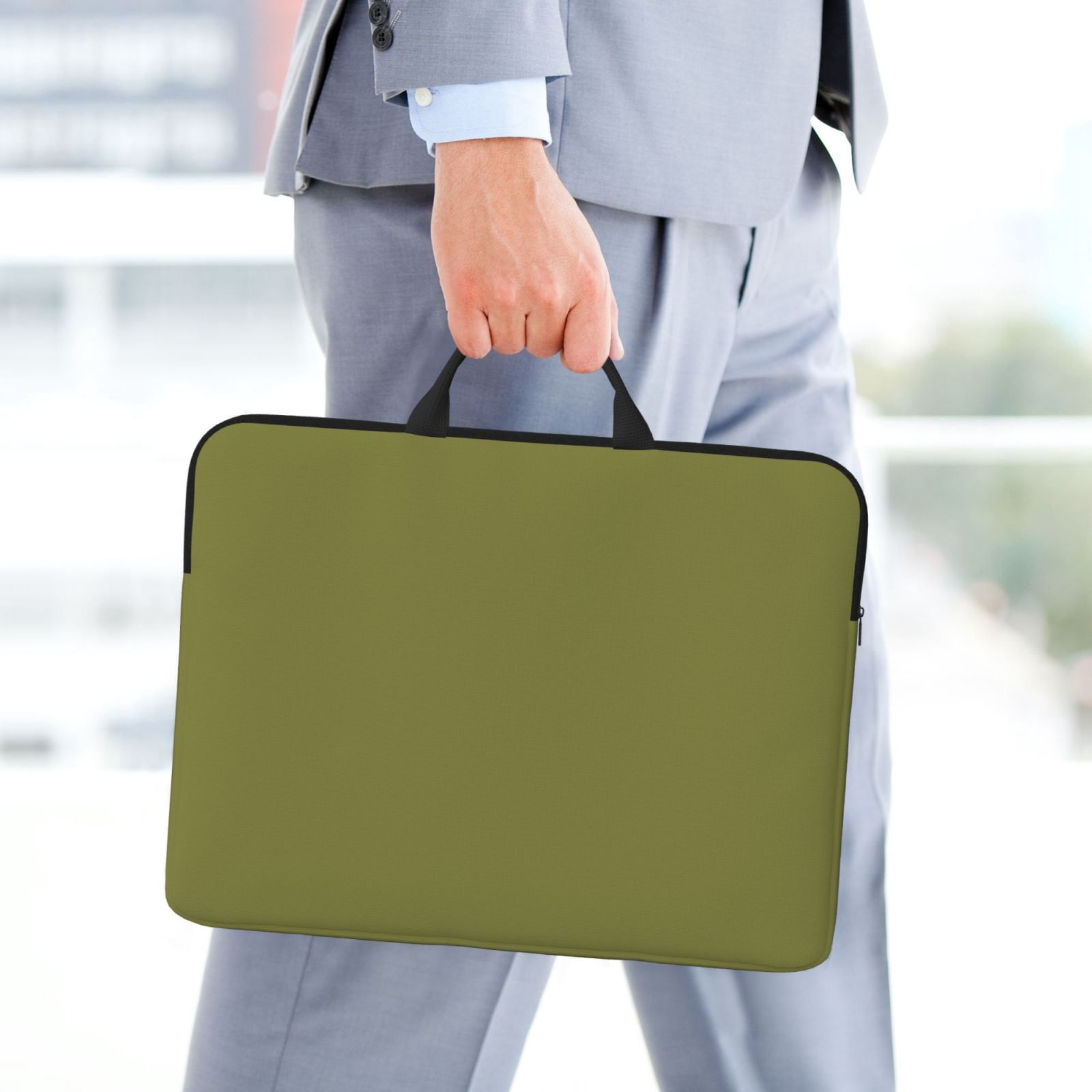 Laptop Sleeve Bag For Women Men 14inch Waterproof Durable Protective Computer Carrying Cover Handle Laptop Case Bag Army Green