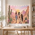 thumbnail image 5 of Cowgirl with Horse on Desert Trail by Saguaro Cacti at Sunset, Serene Retro for Western Art Lovers, Western Country Decor Wall Art, Birthday Gift Tapestry Wall Hanging for Bedroom and Living Room, 5 of 7