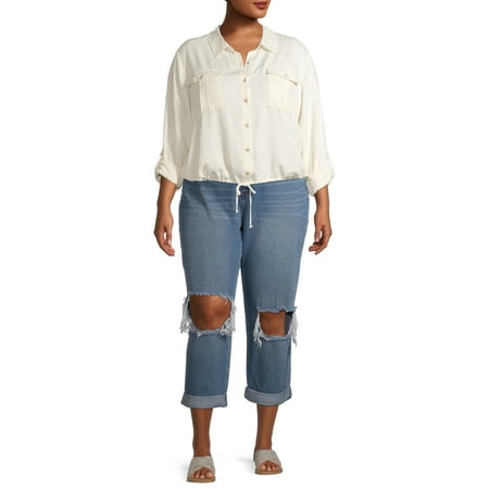 boundaries juniors destructed rise jeans mom plus walmart