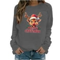 thumbnail image 2 of Nmnitkp Sweatshirt for Women Christmas Fashion Casual Printed Round Neck Loose Long Sleeve Capless Sweatshirt Top Gray,XL, 2 of 4