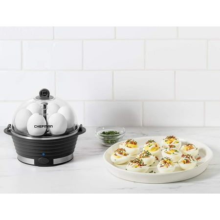 CHEFMAN - Electric Egg Cooker + Boiler, Quickly Makes 6 Eggs, BPA-Free - Black