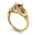 thumbnail image 2 of 1.06 ct Heart Cut Simulated Champagne Diamond Claddagh 18K Yellow Gold Womens Engagement Ring, 2 of 5