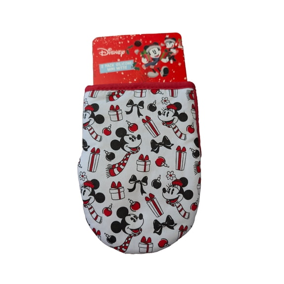 Disney Mickey Minnie Mouse 2 Pack Mini Oven Mitts Christmas Bows
