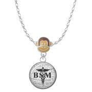 Delight Jewelry Silvertone Domed Black BSM Mia Monkey Charm Necklace
