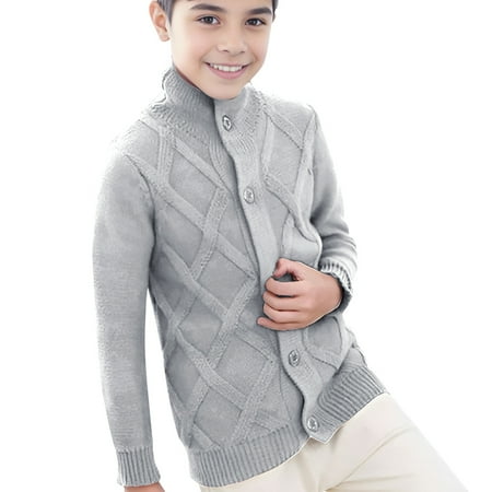 

Kids And Boys Knitted Button Down Turtleneck Cardigan Sweater Long Sleeve Outwear 2 To 10Y Hoodies for Kids Boys