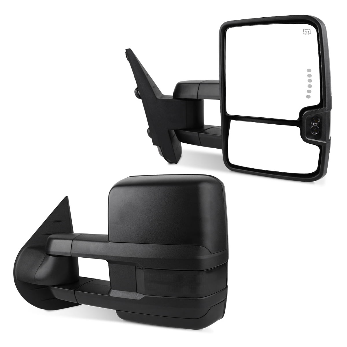 RVNI Ledkingdomus Tow Mirrors For 2007-2013 Chevy Silverado GMC Sierra Smoke Turn Signal Power Heated
