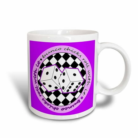 - 3dRose Bunco Chicks Roll With It Purple, Ceramic Mug, 11-ounce