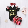 thumbnail image 2 of Fesfesfes Toddler Kids Baby Bodysuit Girls Summer Letter Print Romper Shorts Headwear Clothes Set, 2 of 9