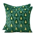 thumbnail image 1 of Juego de 2 fundas de almohada con diseño de árbol de Navidad (45 x 45 cm) | Fundas de almohada navideñas de lana sintética para sofá, cama y porche | Adornos navideños suaves y festivos, 1 of 5