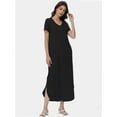 thumbnail image 3 of Women's V-Neck Casual Loose Short Sleeve Long T-Shirt Dress Split Maxi Dress with Side Pocket, 3 of 6