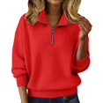thumbnail image 5 of JUUNthy Sweater for Womens, Zipper Collared Warm Fashion Long Sleeve Pullover Ribbed Knitted Tops Black L, 5 of 12