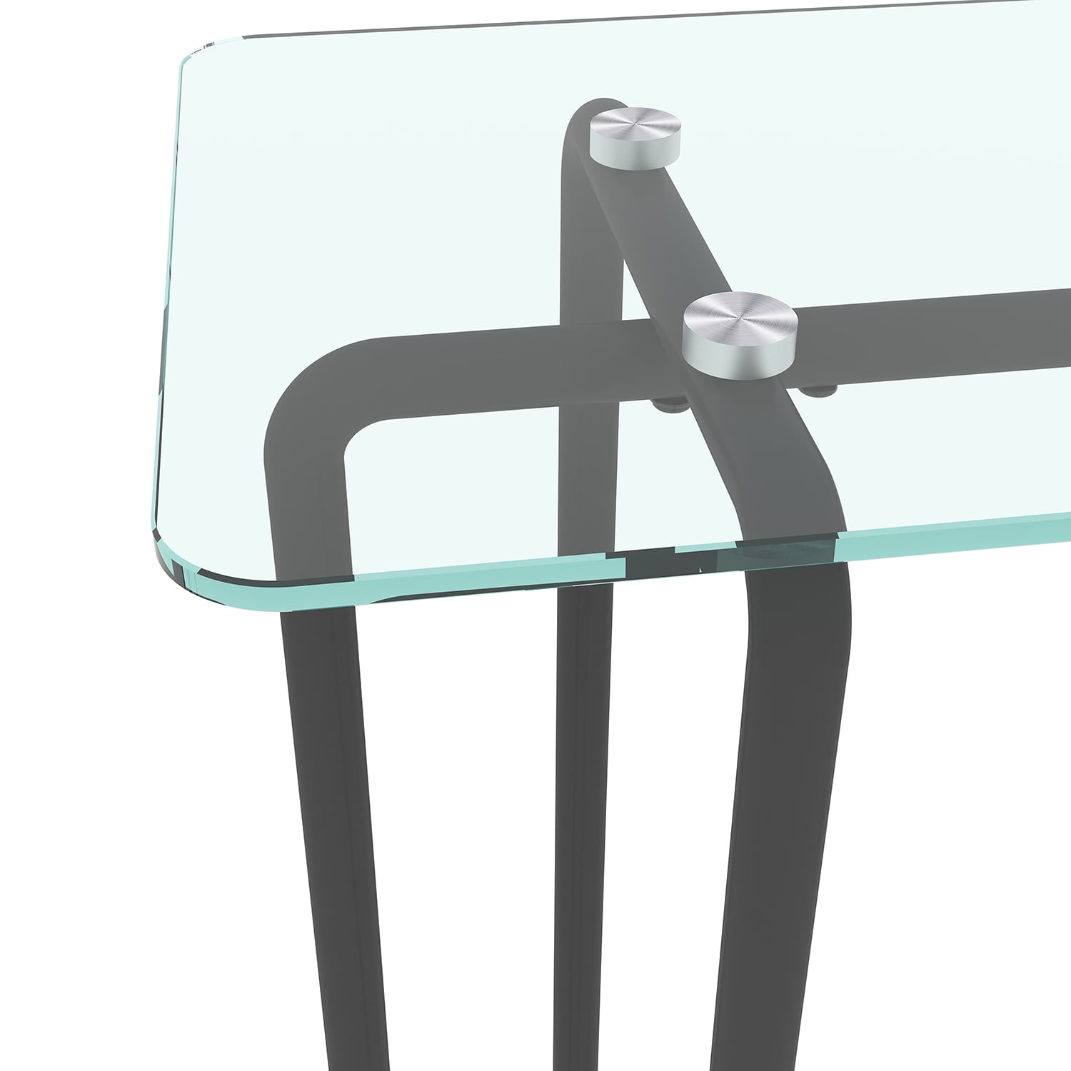 Kadyn Console Glass Table, Black Leg Double Tempered Glass Tea Table, Entryway Console Sofa Table for Living Room, Transparent Kadyn Console Glass Table, Black Leg Double Tempered Glass Tea Table, Entryway Console Sofa Table for Living Room, Transparent