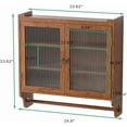 thumbnail image 3 of Bathroom Wall Cabinet, Mid-Century Over The Toilet Storage Cabinet with 2 Fluted Glass Door, Towel Bar and 2 Removable Shelf, Medicine Cabinets for Kitchen Bathroom Living Room Laundry Bedroom,Walnut, 3 of 7