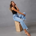 thumbnail image 6 of LYMAYTER Women's Ripped Wide Leg Jeans High Waisted Distressed Casual‌ Jeans S-3XL, 6 of 8