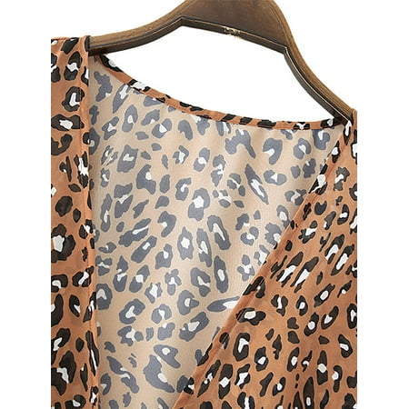 Summer Womens Floral Print Kimono Cardigan Loose Puff Sleeve Cover Up Casual Leopard Blouse Tops Kaftan Outerwear Summer Womens Floral Print Kimono Cardigan Loose Puff Sleeve Cover Up Casual Leopard Blouse Tops Kaftan Outerwear