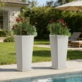 thumbnail image 4 of Chiccushion 23.6 inch Tall Planter Set of 2, Large Plastic Round Planter for Outdoor Indoor Garden Patio Front Door, White, 4 of 9