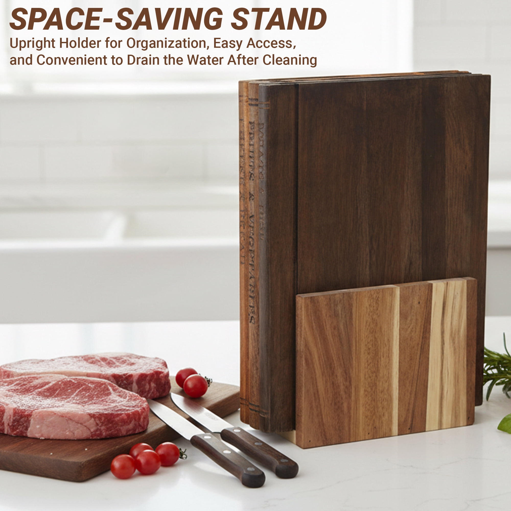 IAJXWI 3-Piece Cutting Boards Books, 13" x 9.7" Wooden Chopping Board with Stand, Cutting Board Book Shape for Kitchen, Vegetables, Cheese, Bread & Meat, Decorative Gift