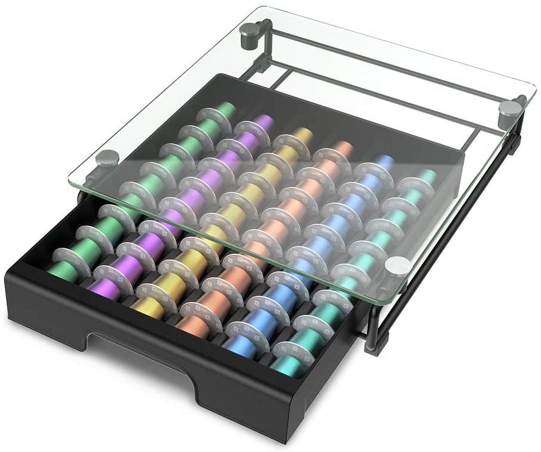  EVERIE Tempered Glass Drawer Organizer Holder Compatible with  Nespresso Vertuoline Capsules, Compatible with 21 Big or 30 Small ods,  Small, NP03S-BL : Home & Kitchen