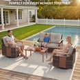 thumbnail image 4 of NestNook 4-Piece Wicker Patio Furniture Set, 4-Seat Conversation Set with Loveseat, 2 Swivel Rocking Chairs, Table, 330lb Weight Capacity, Waterproof, 4 of 10
