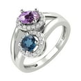 thumbnail image 2 of V3 Jewelry® 925 Sterling Silver with Natural Amethyst, London Blue Topaz and White Topaz Bypass Ring, 2 of 5