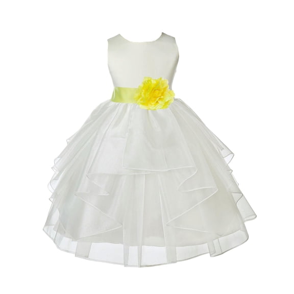 Ekidsbridal Ivory Lemon Shimmering Organza Flower Girl Dresses for Toddlers Junior Bridesmaid Beauty Pageant Christening Gown 4613S 8