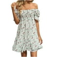 thumbnail image 4 of Pisexur Robe à Manches Courtes Col Carré Mode Été pour Femmes Imprimée Sans Manches Bretelles Robe Pull Robe pour Femmes, 4 of 7