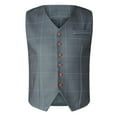 thumbnail image 4 of Men's Casual Plaid Vest with Slim Fit - Vintage Wool Herringbone Retro Satin Jacket for Formal Wear, Parties, and Special Occasions,Gray,L, 4 of 9