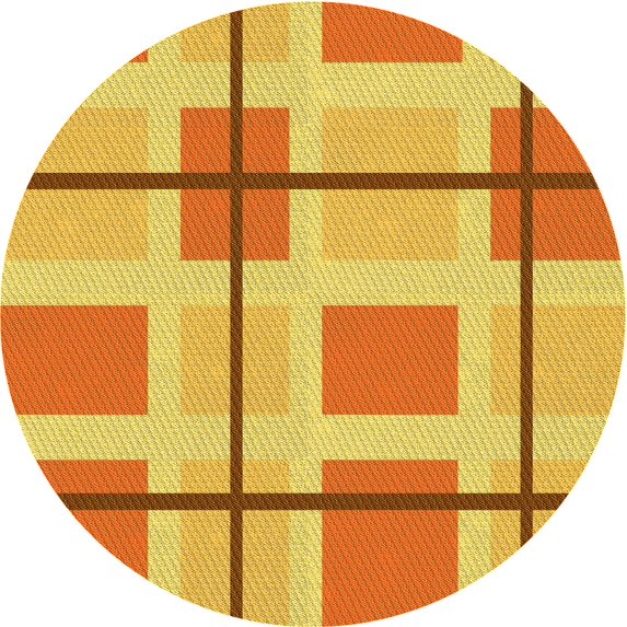 Ahgly Company Machine Washable Indoor Round Transitional Bright Gold Yellow Area Rugs, 4' Round