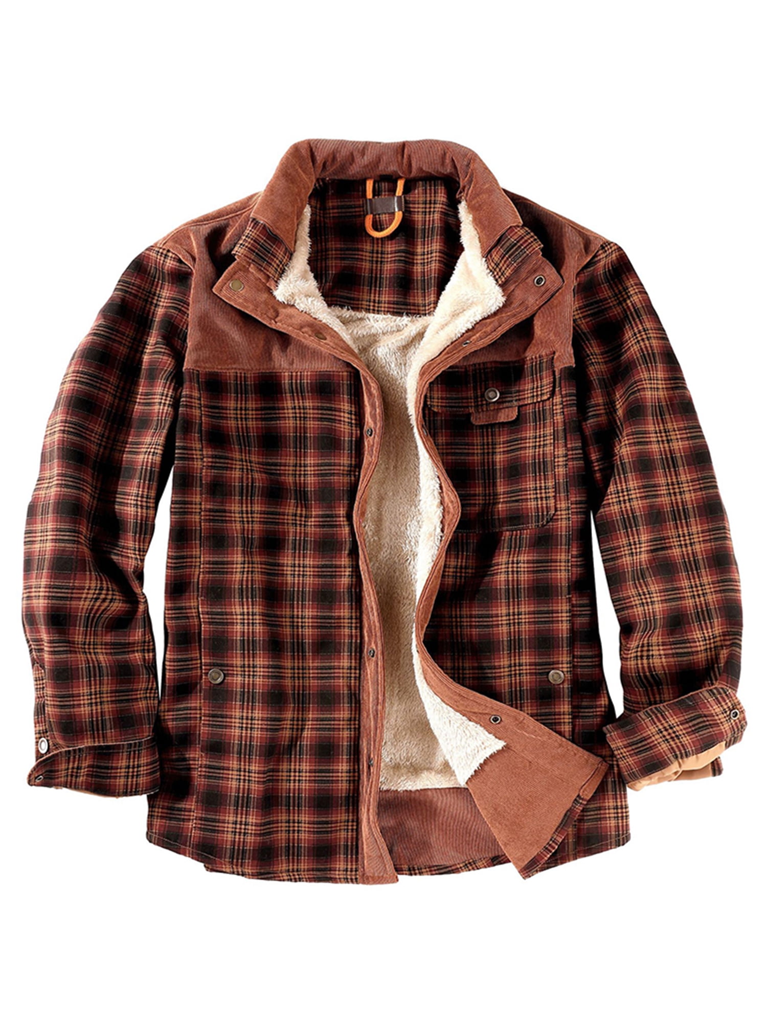 zip NEW  S  M  L XL 2XL Full Fur Fleece Padded THICK  lumberjack Shirt Jacket 