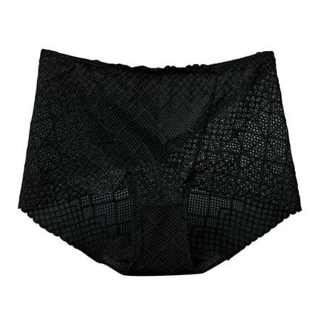 

huanledash Women Underpants High Waist See-through Lace Hollow Out Thin Anti-septic Rhombus Sexy High Fit Lady Briefs for Daily Wear